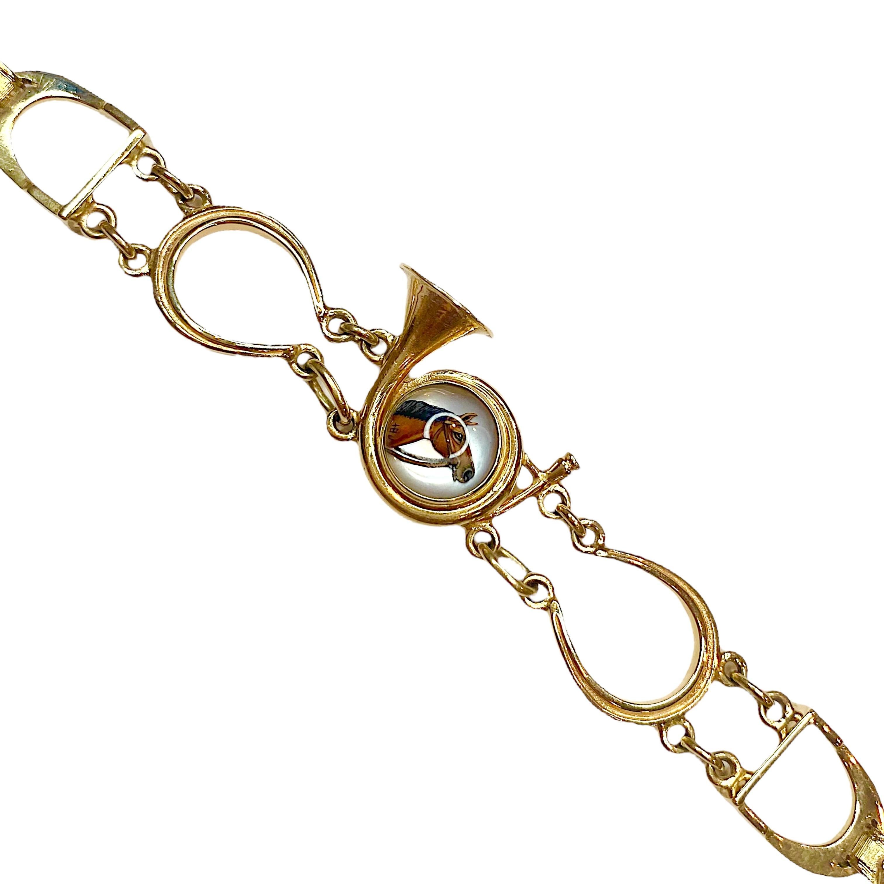 Henry Blank & Co. Bracciale Essex Horse Equestrian in cristallo 14K In condizioni buone in vendita a Henderson, NV