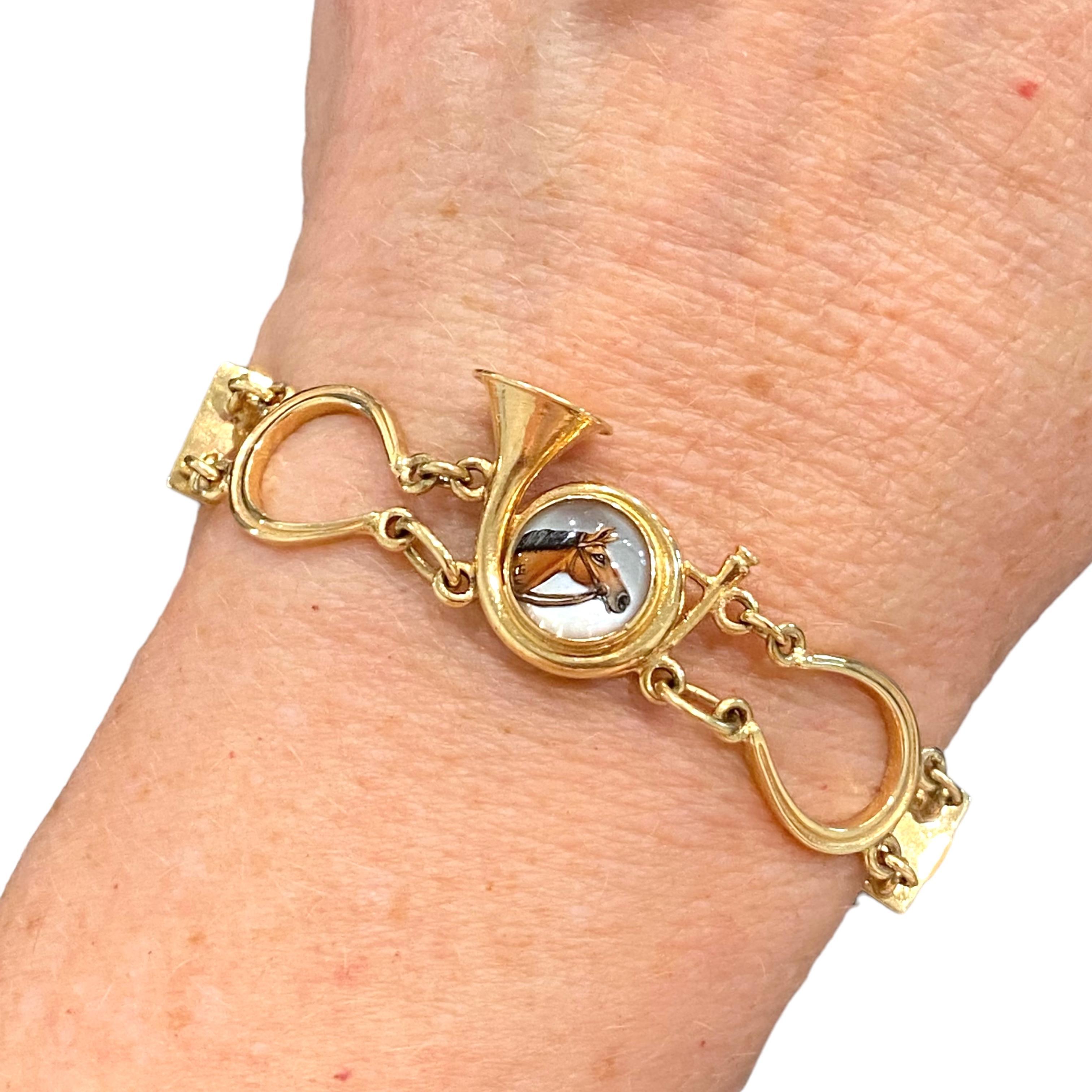 Henry Blank & Co. Bracciale Essex Horse Equestrian in cristallo 14K in vendita 3