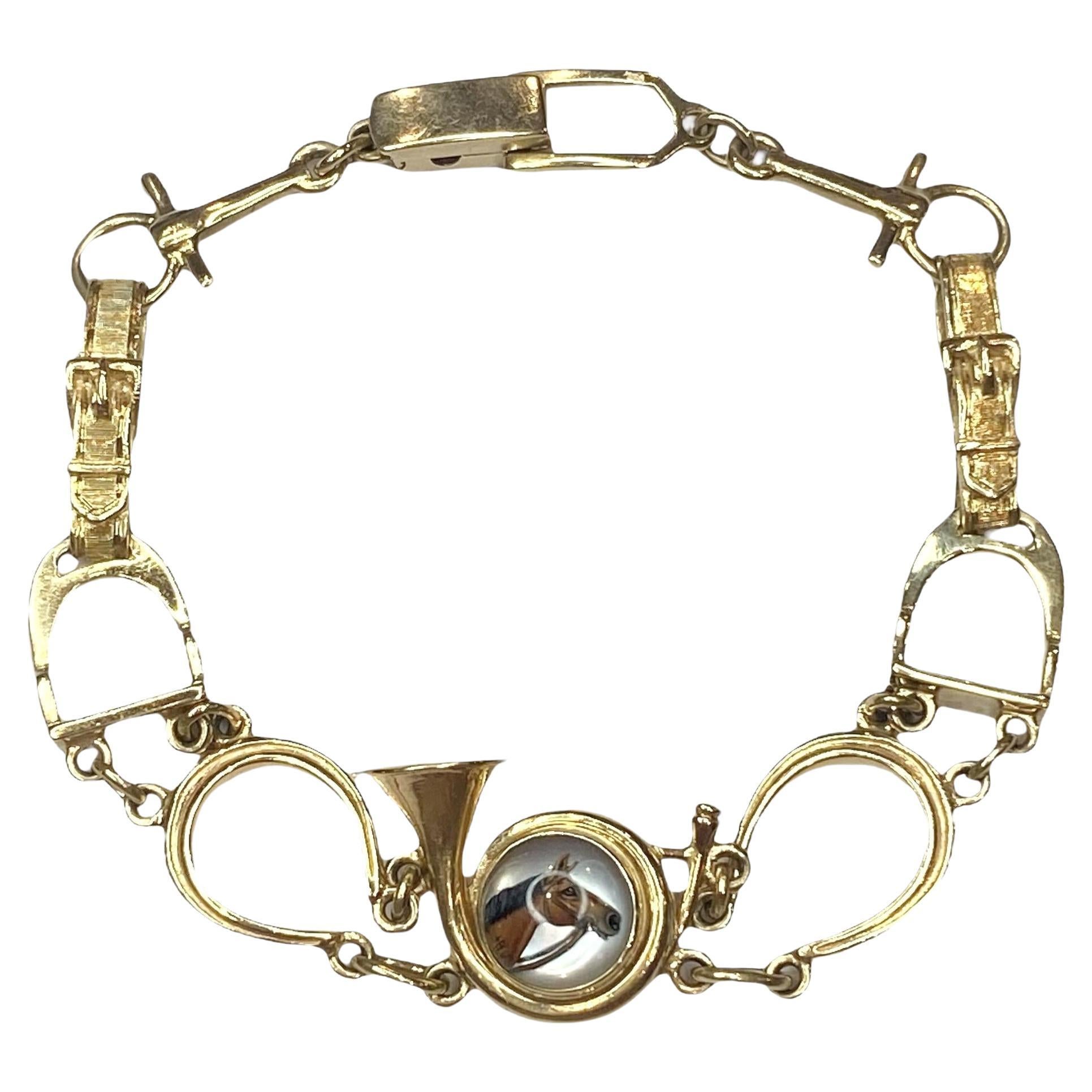 Henry Blank & Co. Bracciale Essex Horse Equestrian in cristallo 14K in vendita
