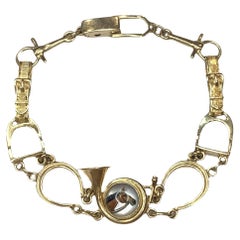 Antique Henry Blank & Co. Essex Crystal Horse Equestrian 14K Bracelet