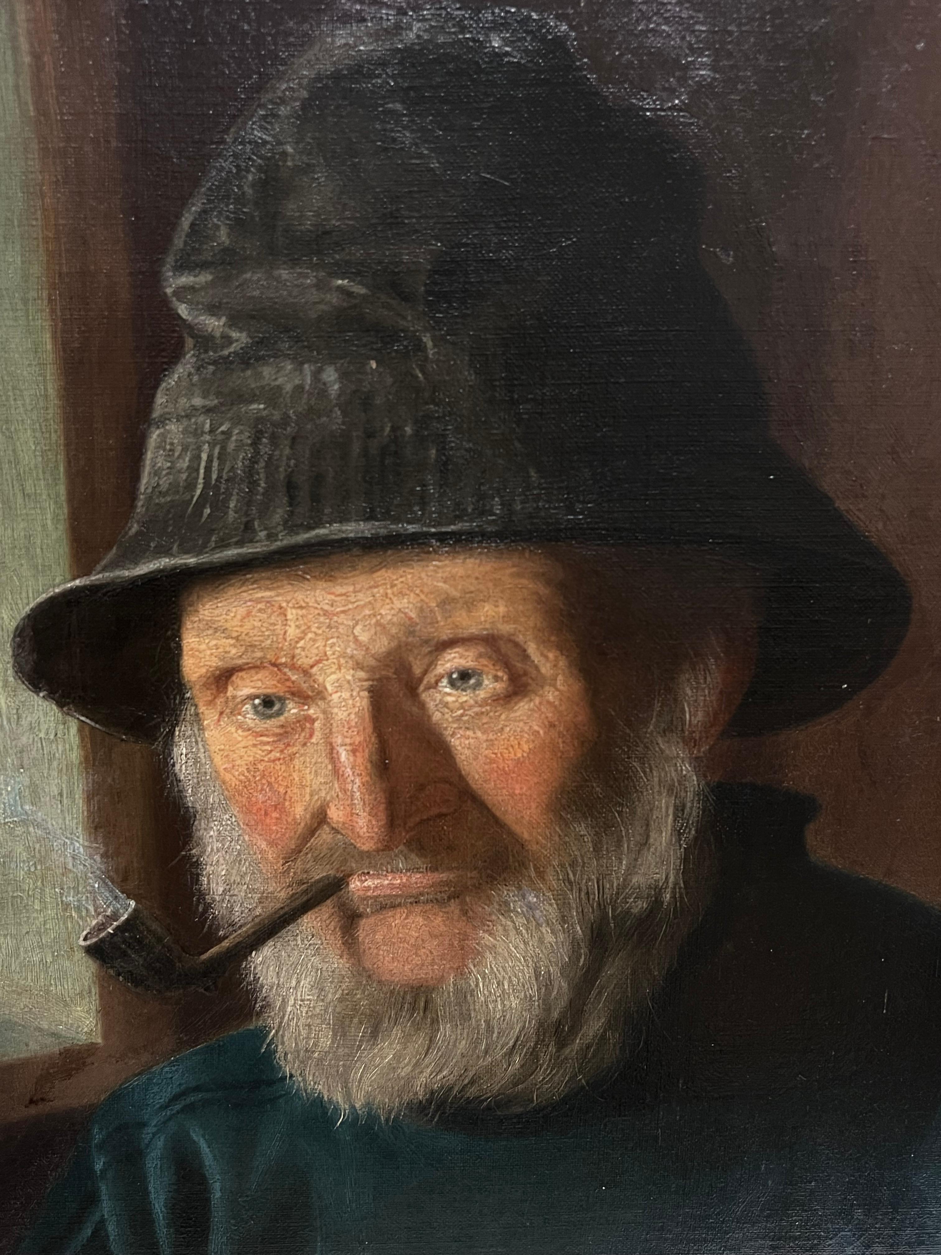1890's Portrait Painting of Whitby Fisherman in Yorkshire England Large Oil For Sale 5