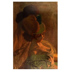Henry Bouvet (1859-1945), französischer Künstler. Öl auf Leinwand. Lady mit gefiedertem Hut.