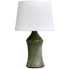 Henry Brandi Green Ceramic Table Lamp, Brandi Vejbystrand, Sweden, 1960s