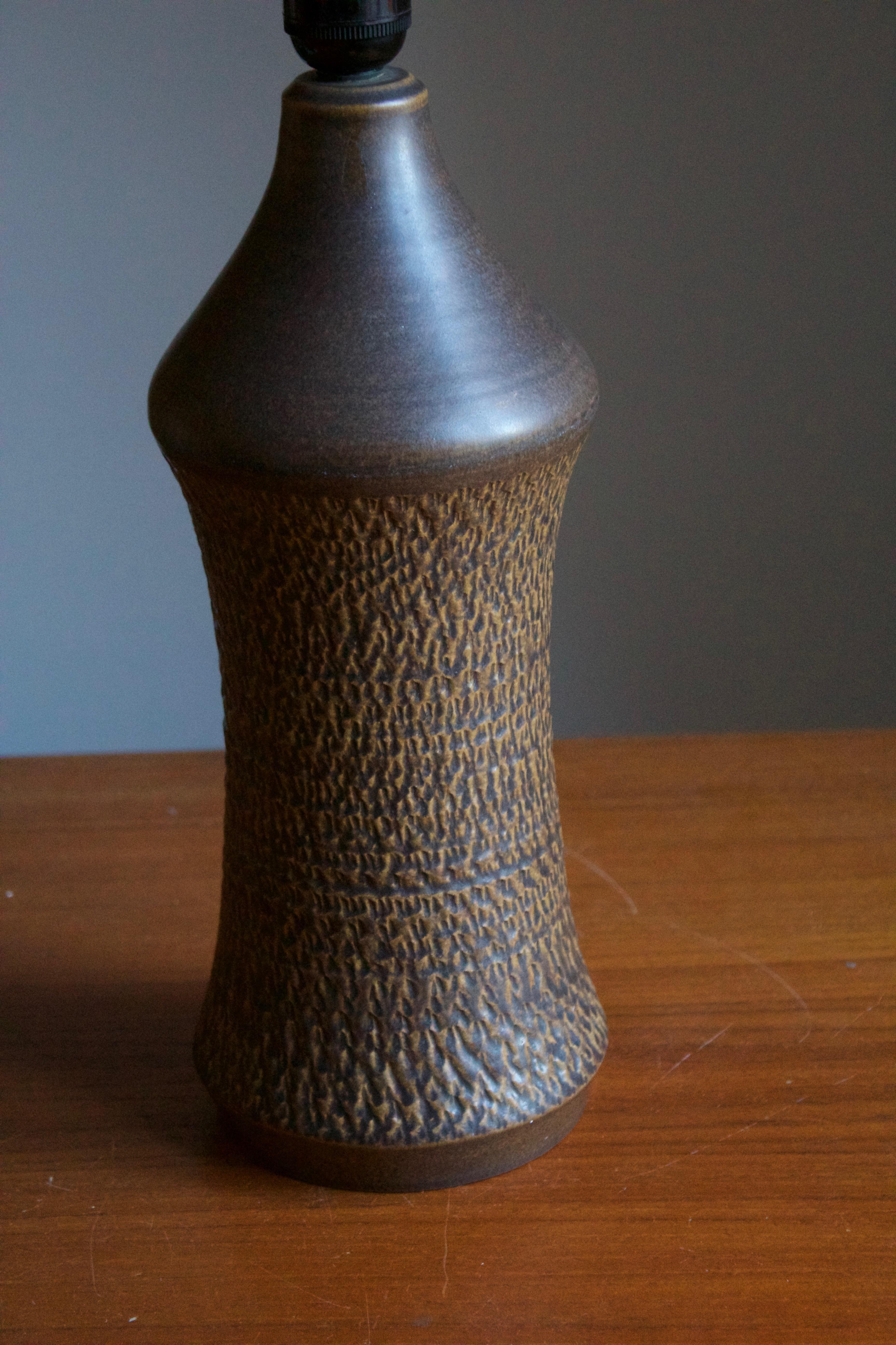 Swedish Henry Brandi, Organic Table Lamp, Glazed Stoneware, Vejbystrand Sweden, 1960s