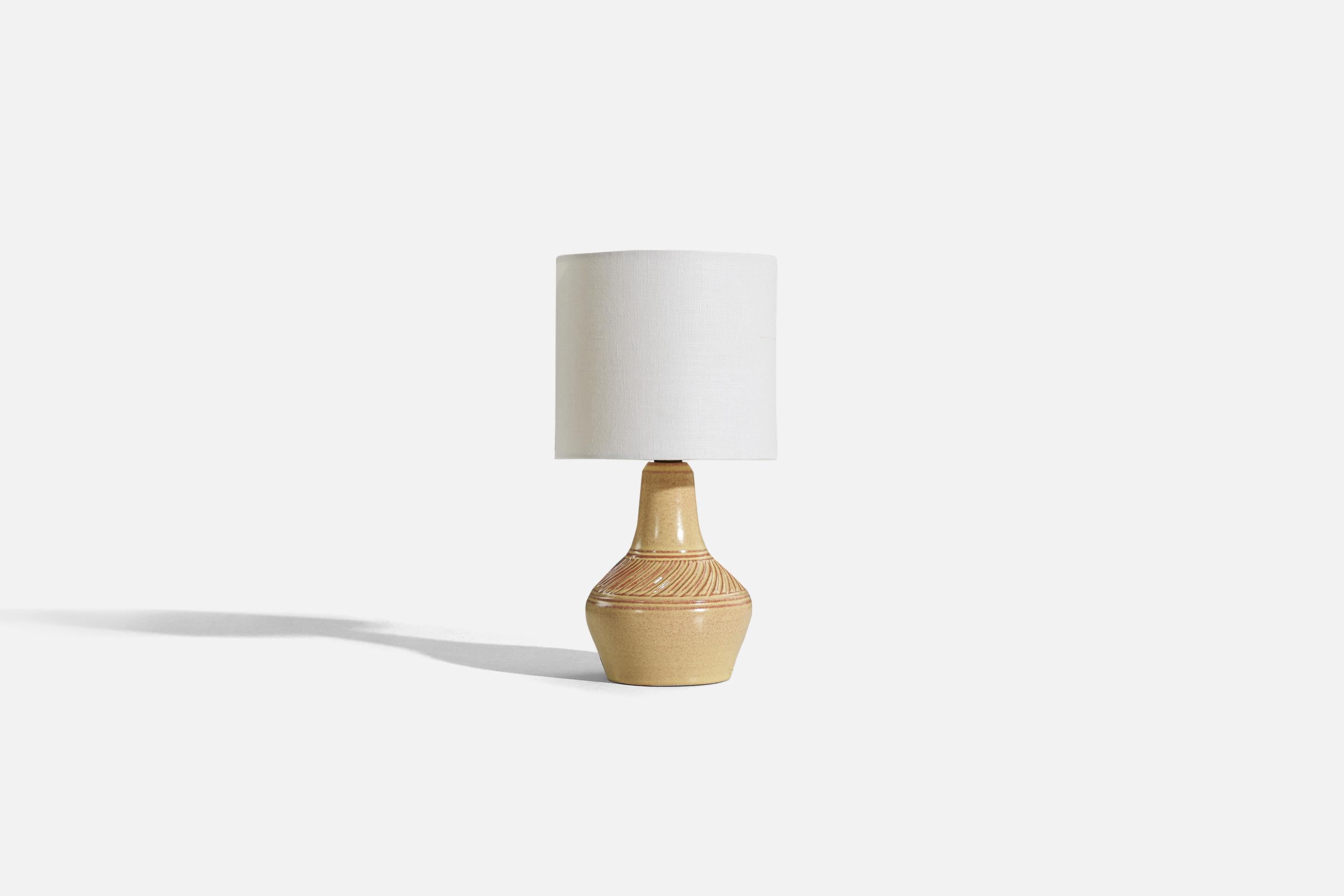 Mid-Century Modern Henry Brandi, lampe de bureau, grès glacé crème, Vejbystrand Suède, années 1960 en vente