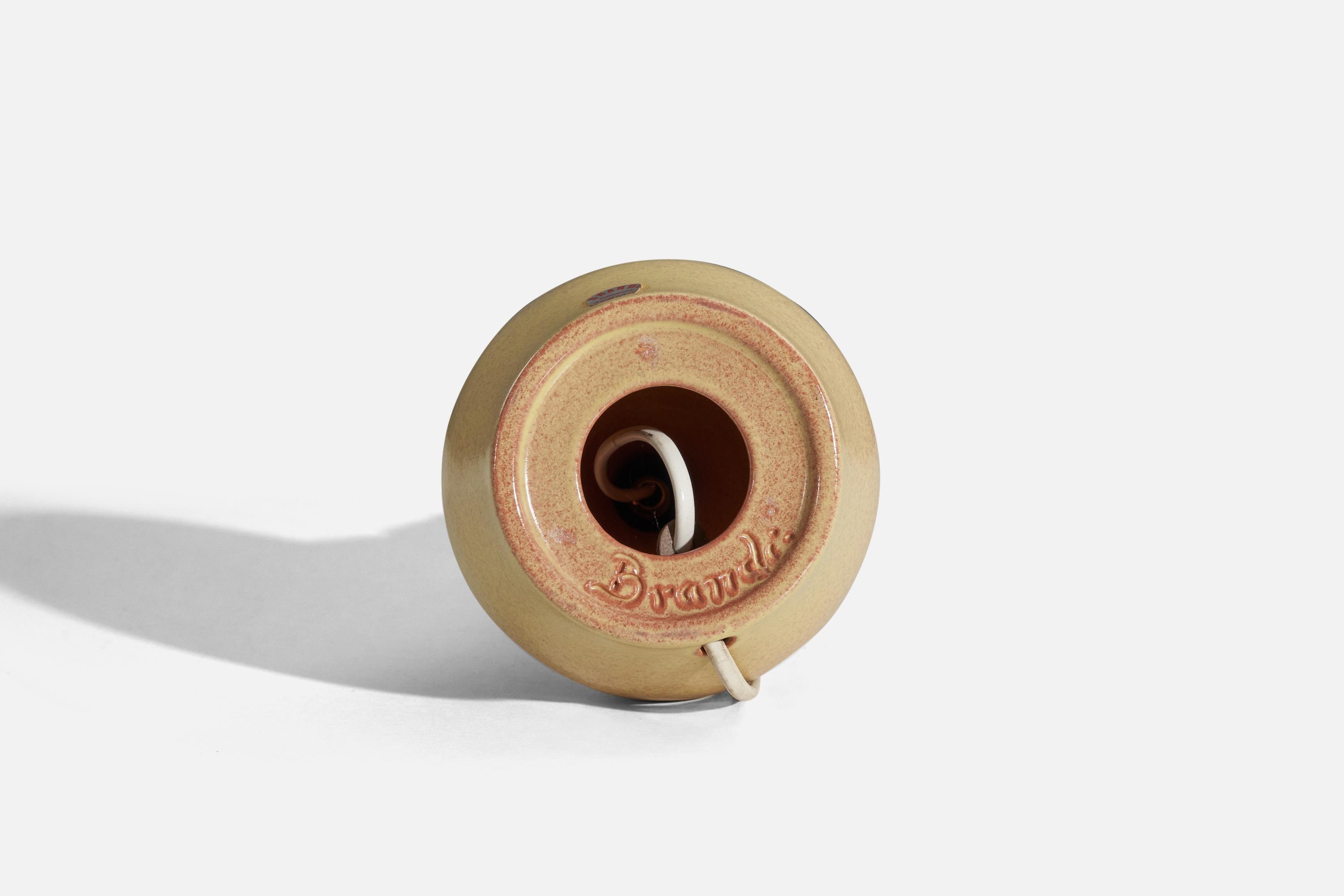 Milieu du XXe siècle Henry Brandi, lampe de bureau, grès glacé crème, Vejbystrand Suède, années 1960 en vente