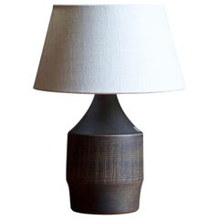 Henry Brandi, Table Lamp, Glazed Incised Stoneware, Vejbystrand, Sweden, 1960s