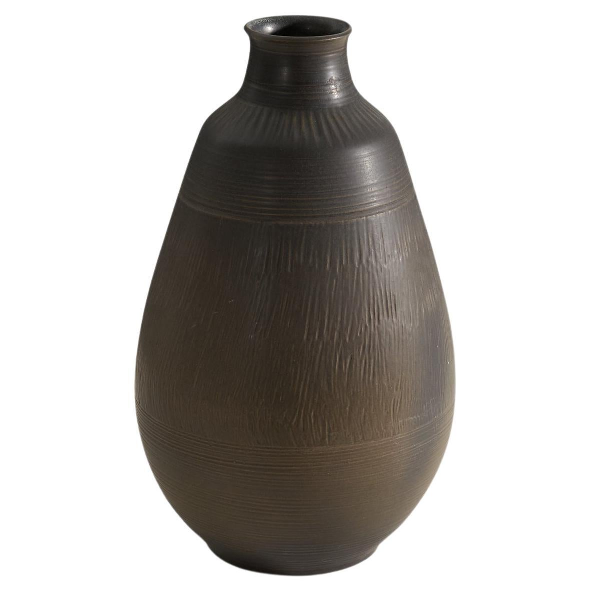 Henry Brandi, Vase, Glazed Stoneware, Vejbystrand Sweden, 1960s