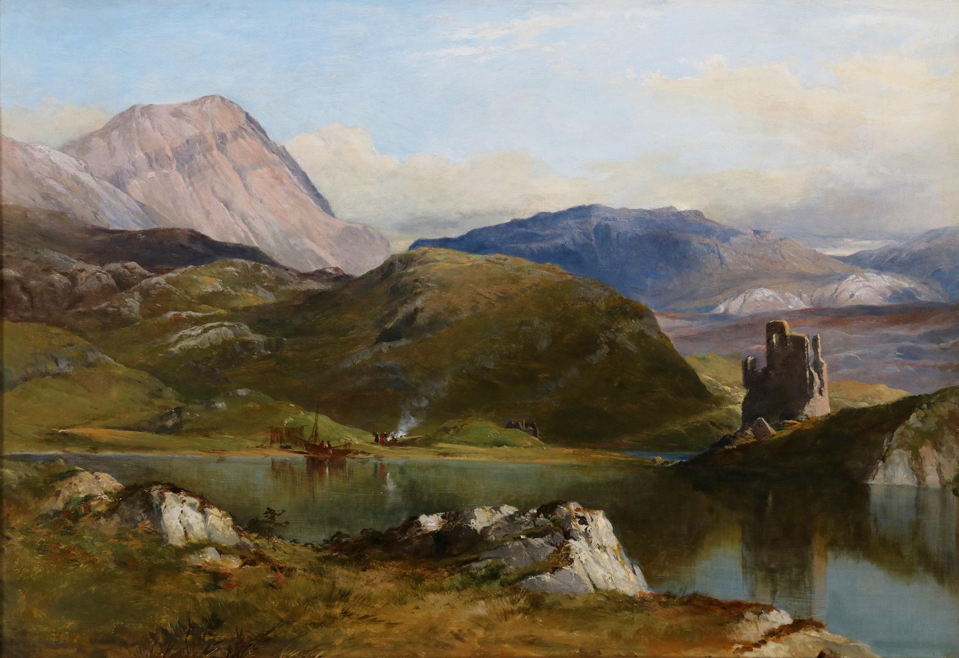 Ardvreck Castle, Loch Assynt - Ölgemälde einer schottischen Landschaft aus dem 19. (Braun), Landscape Painting, von Henry Bright