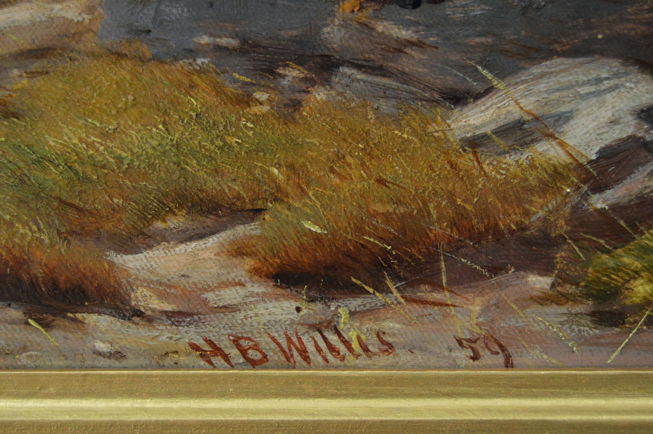 19th Century Welsh landscape animal oil painting of cattle with figures For Sale 2