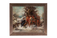 A Rare Oil Painting Of Roger Williams And The Pequot Tribe, C. 1860