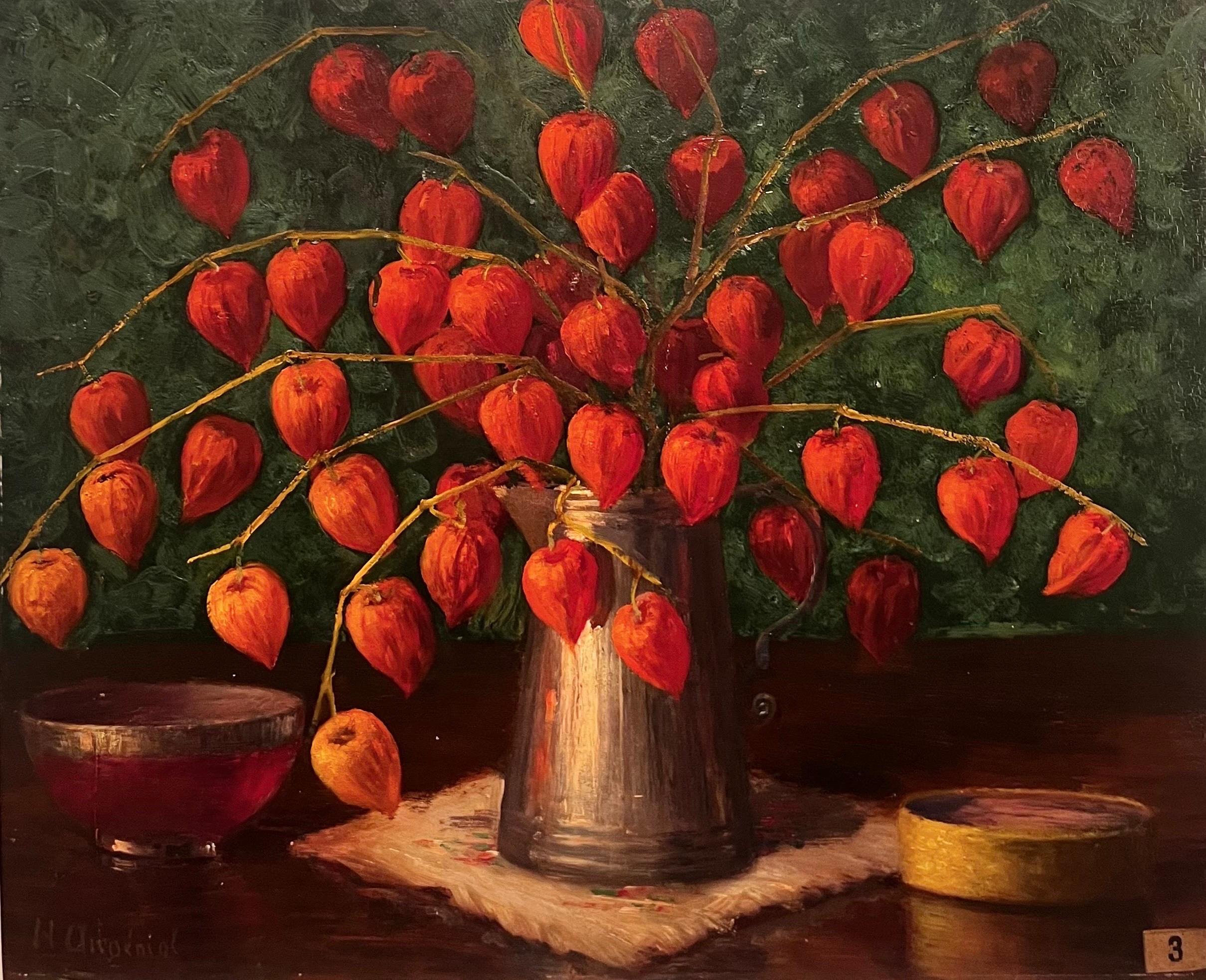 „Lanternes du Japon“ Olio cm. 46 x 38 1910 ca. (Post-Impressionismus), Painting, von Henry C. Angéniol