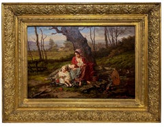 Charmantes Ölgemälde auf Tafel, Genregemälde von Henry Campotosto