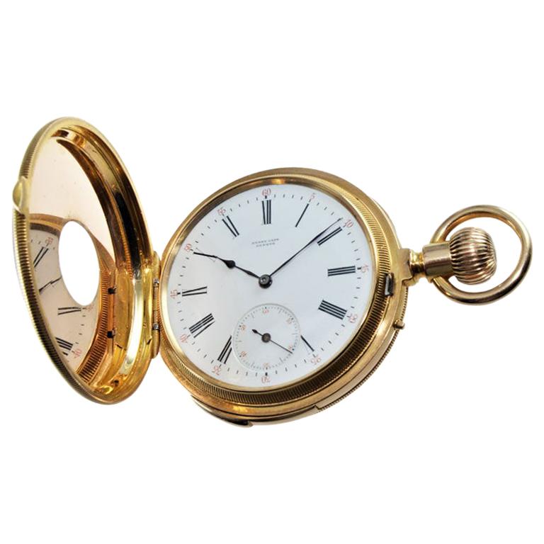 Henry Capt 18 Karat Gold Handmade 31 Jewel Quarter Repeating Watch, 1900s