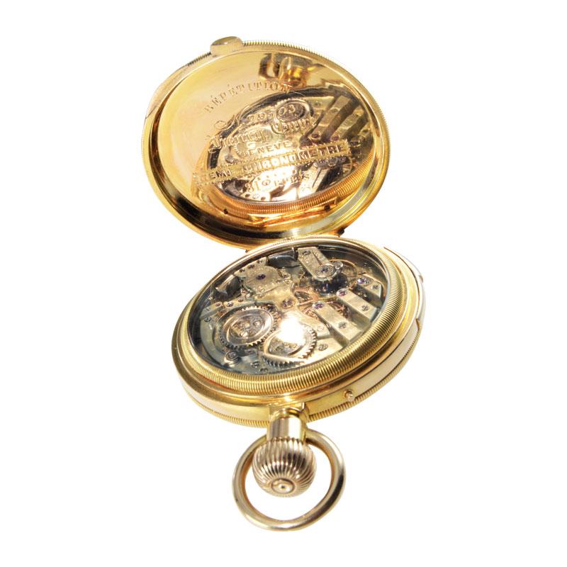 Henry Capt 18 Karat Gold Handmade 31 Jewel Quarter Repeating Watch, 1900s For Sale 5