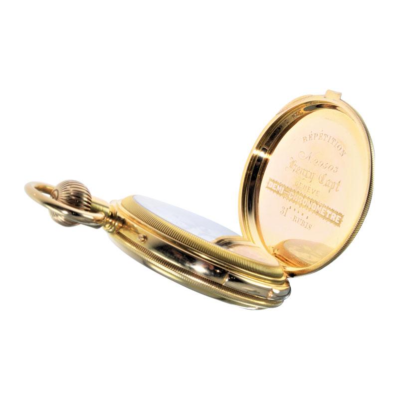 Henry Capt 18 Karat Gold Handmade 31 Jewel Quarter Repeating Watch, 1900er Jahre im Angebot 5