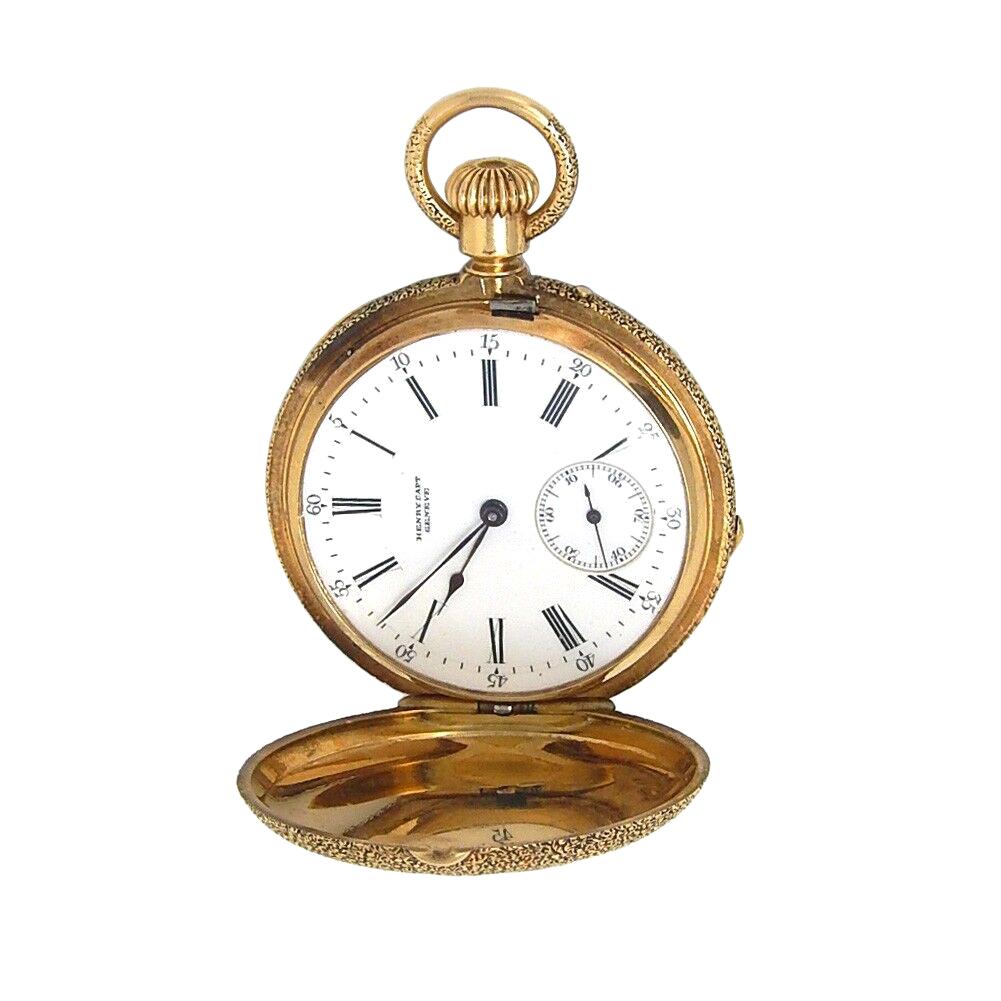 Henry Capt Geneve Gold 18 Karat Yellow Gold Pocket Watch For Sale
