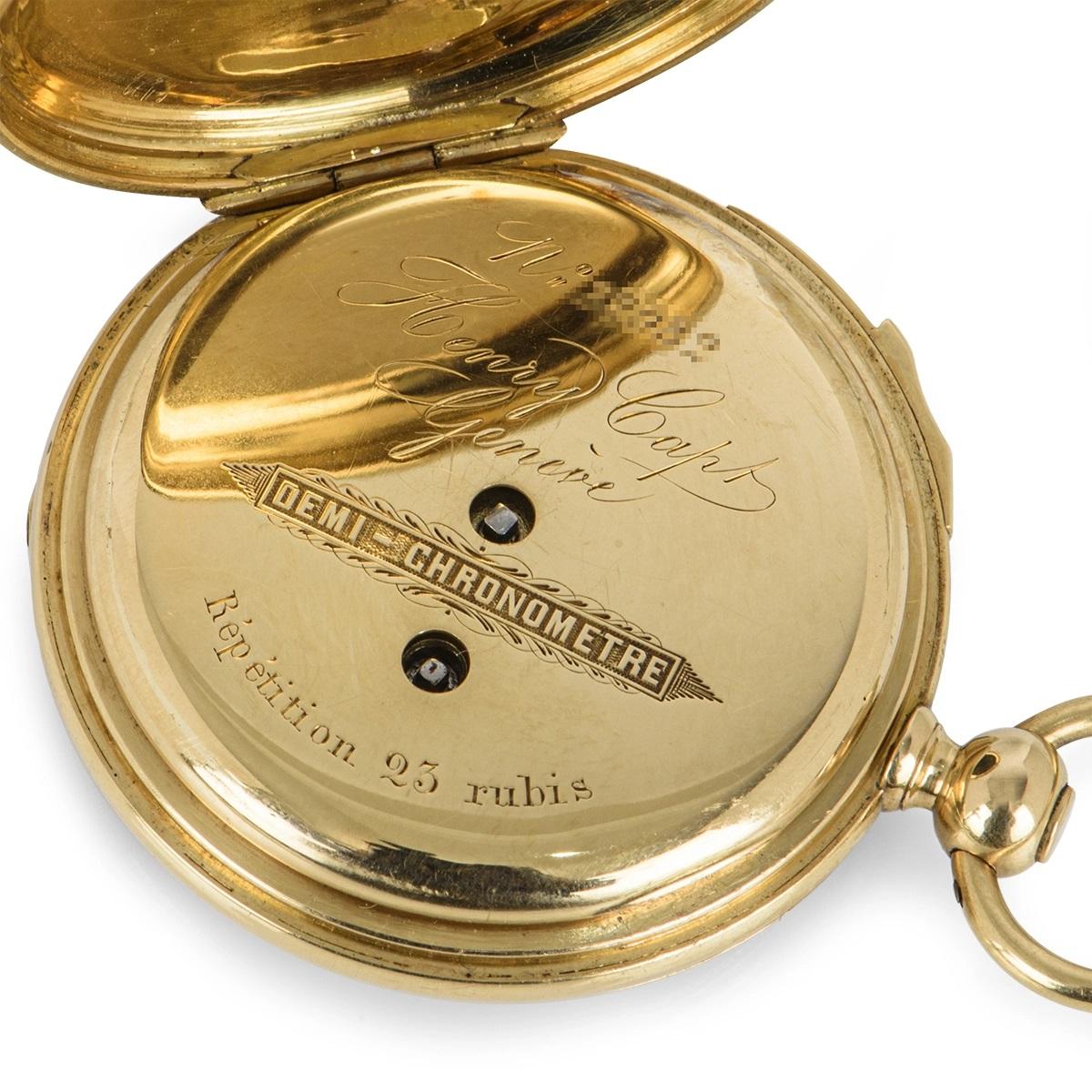 Henry Capt Quarter Repeating Enamel Half Hunter Pocket Watch In Excellent Condition In London, GB