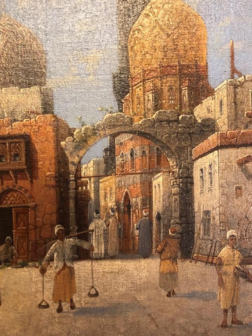 Français Henry Carnier, Scène de rue orientale de Medina, peinture O/C originale, vers 1880  en vente