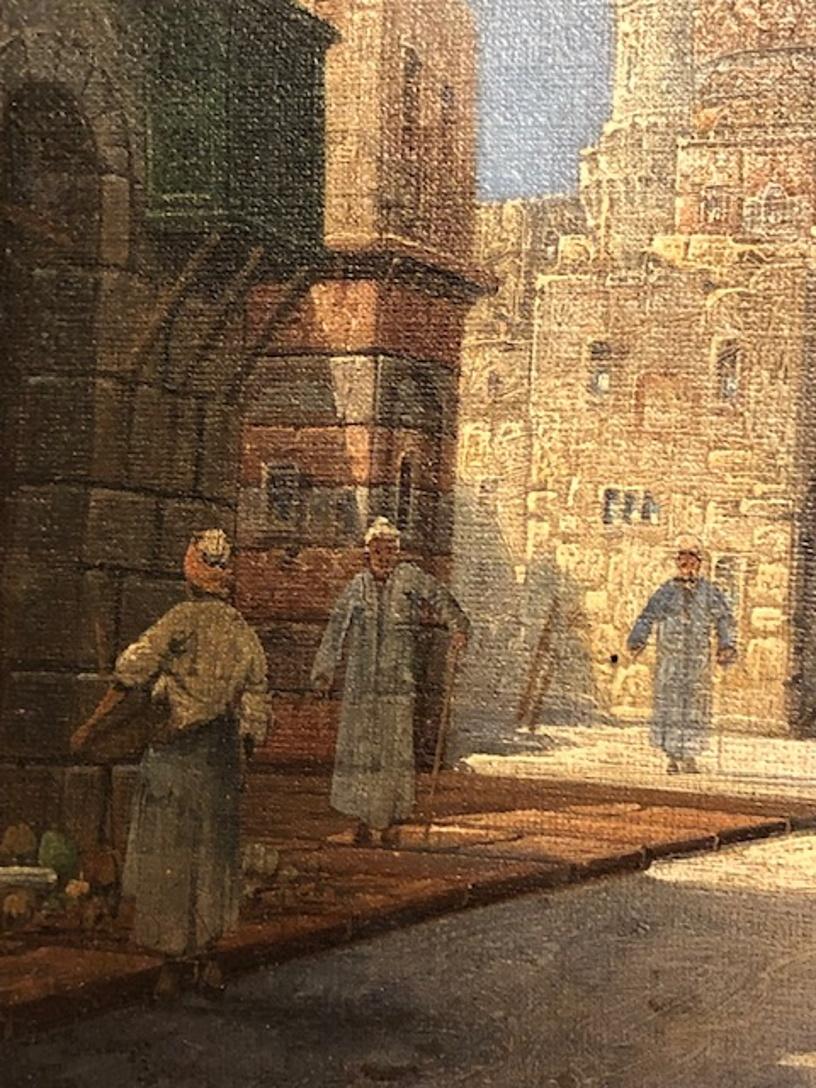 Henry Carnier, Oriental Medina Street Scene, Original O/C Painting, Ca. 1880s  In Good Condition For Sale In New York, NY