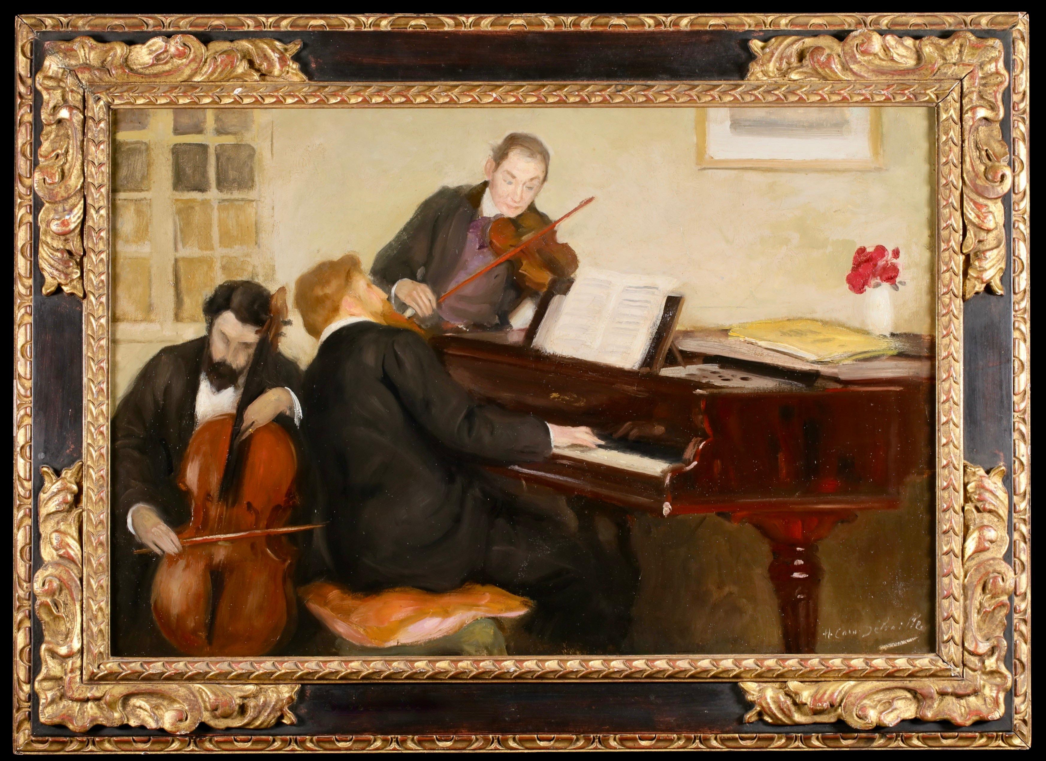 Henry Caro-Delvaille  Interior Painting – Les Trois Musiciens - Impressionistisches figuratives Öl von Henry Caro-Delvaille