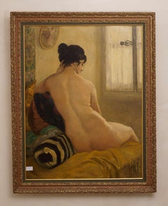 "Weiblicher Akt" Öl auf Leinwand im Rahmen Signiert Jugendstil Gemälde