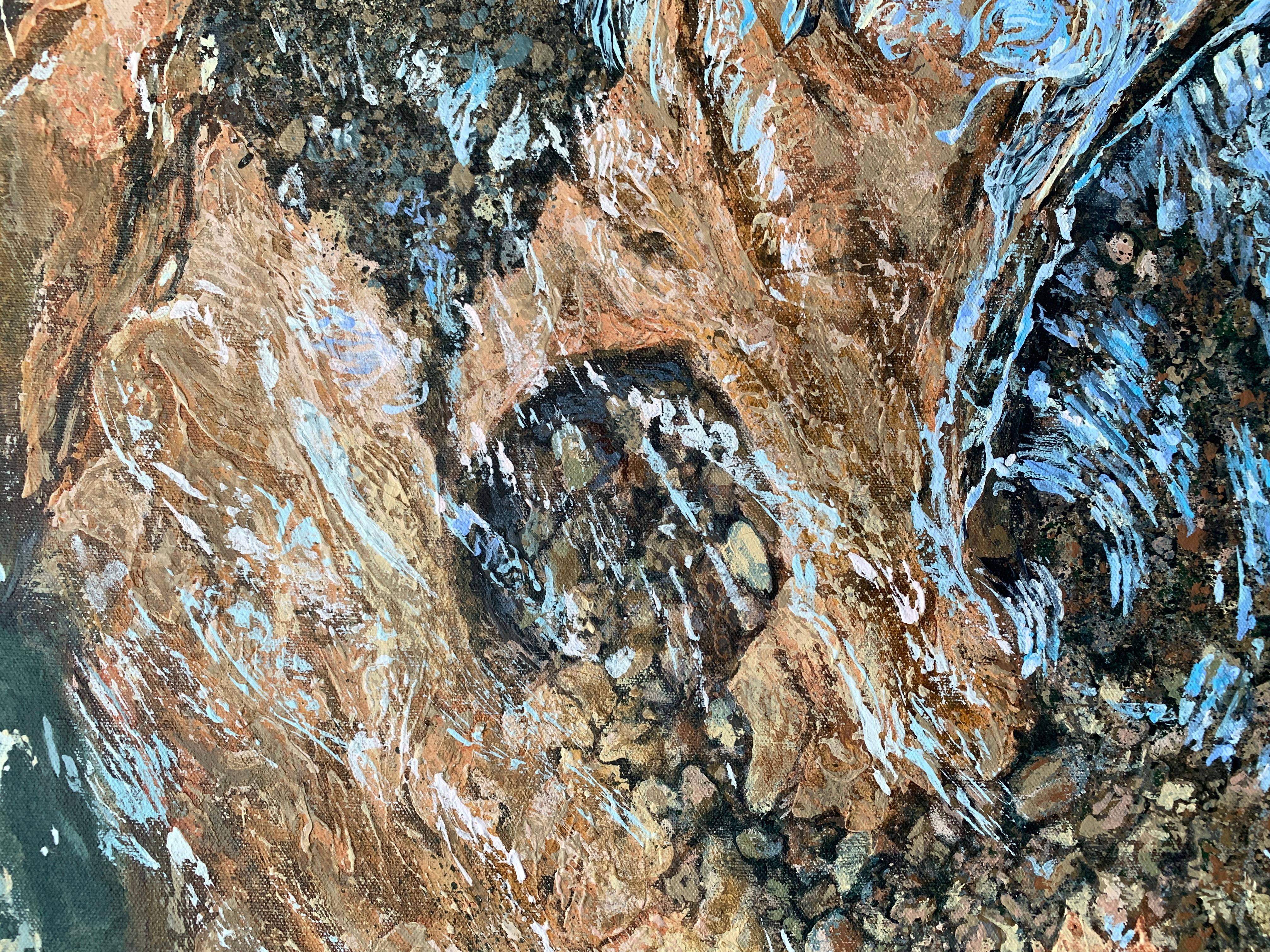 Les chutes de Porter Creek, 1, peinture originale - Gris Landscape Painting par Henry Caserotti