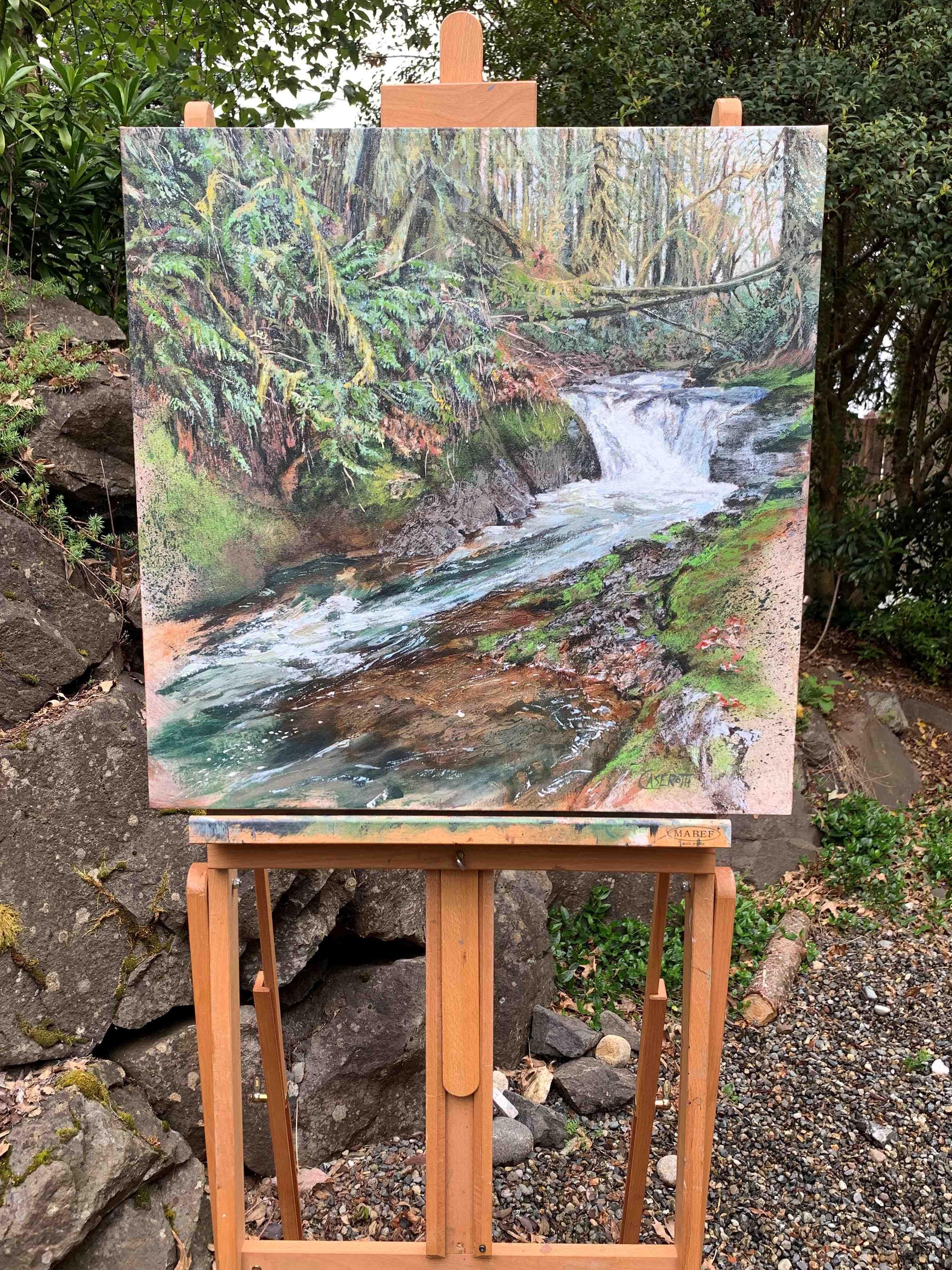 <p>Commenti dell'artista<br>Nella parte occidentale di Washington, tra il monte Rainier e l'Oceano Pacifico, il Porter Creek scorre sotto un'alta chioma di conifere, serpeggiando tra colline e felci. Questa quintessenza del Pacifico nordoccidentale