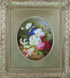 A Pair of Oils on Board, Henry Chaplin. "Fruit" and "Flowers"