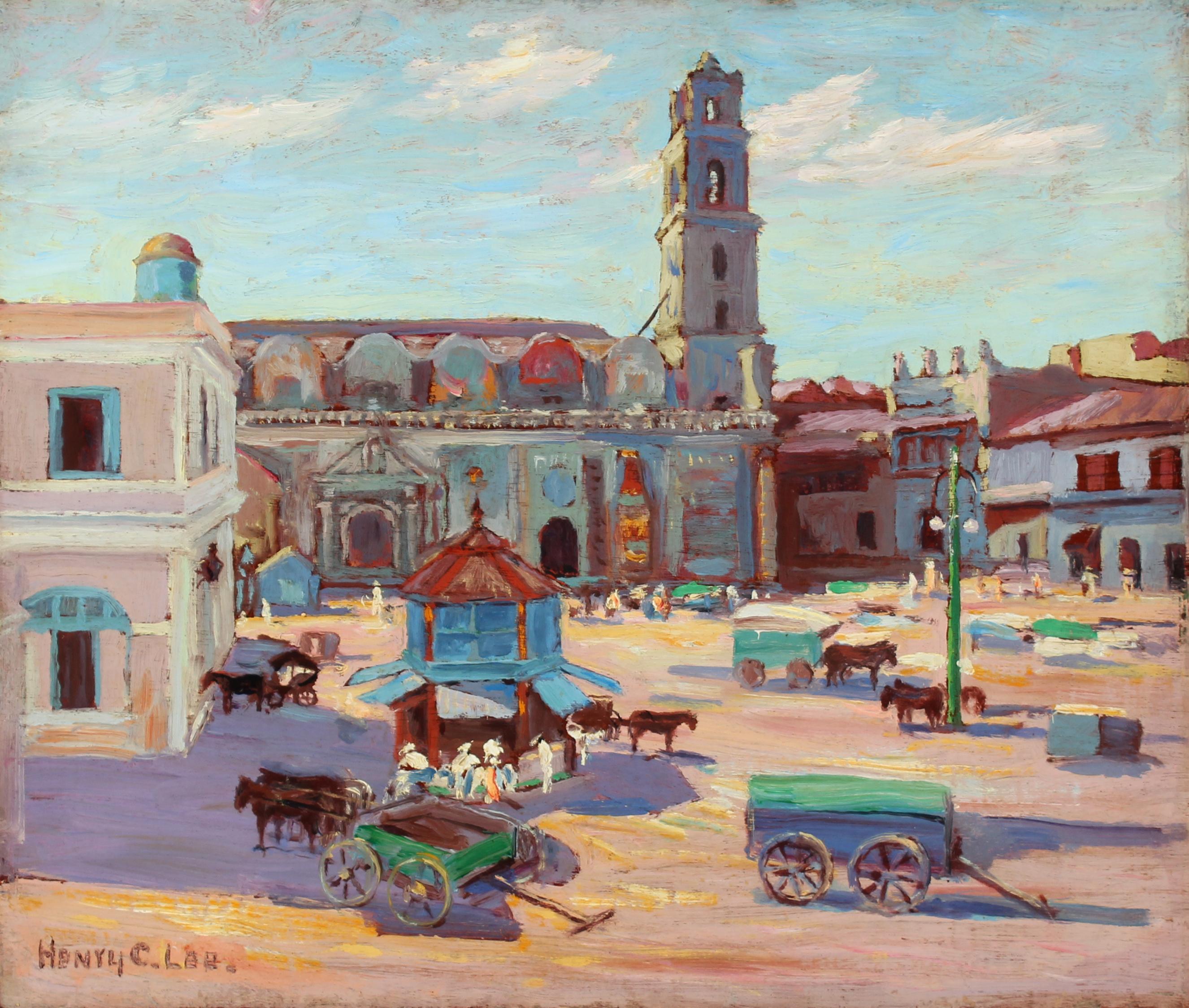 Henry Charles Lee Landscape Painting - San Francisco Plaza, Havana, Cuba