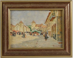 Henry Charles Séné, Oil on Canvas, Brittany Market Scene, circa 1920