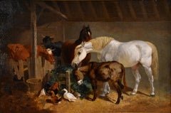 Oil Painting by Henry Charles Woollett "A Stable Interior"