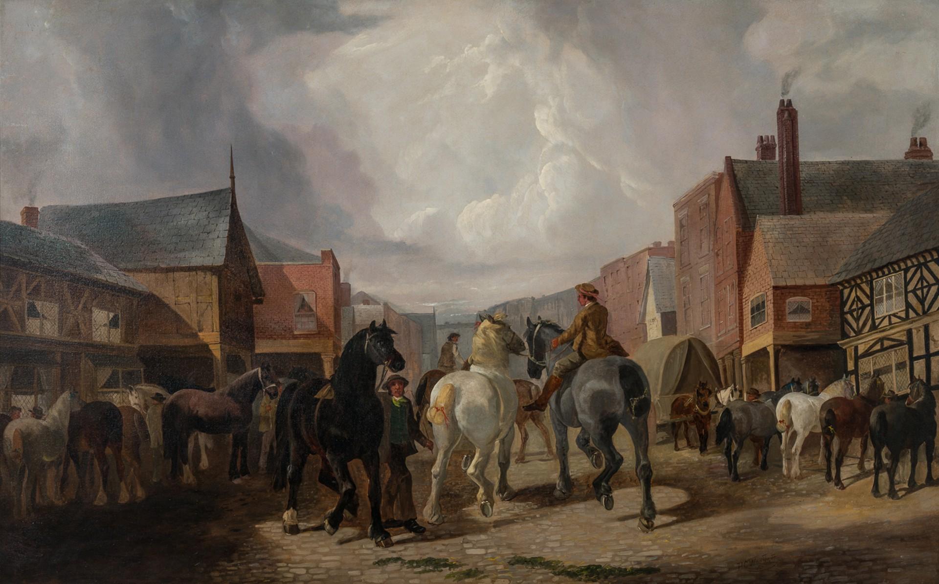 Henry Charles Woollett Animal Painting - The Chester Horse Fair