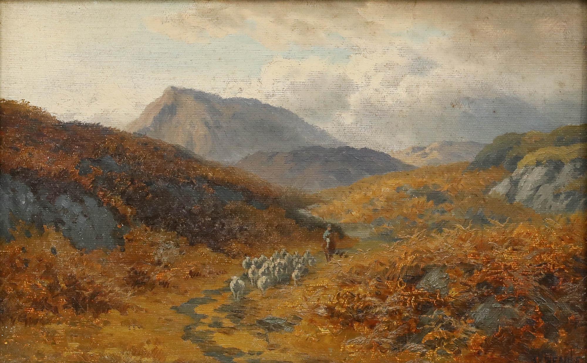 Henry Cheadle (1852-1910) - Framed Early 20th Century Oil, Sheep Herding For Sale 1