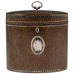 Henry Clay Antique Papier Mache Mother-of-Pearl Silver Tea Caddy, 18th Century