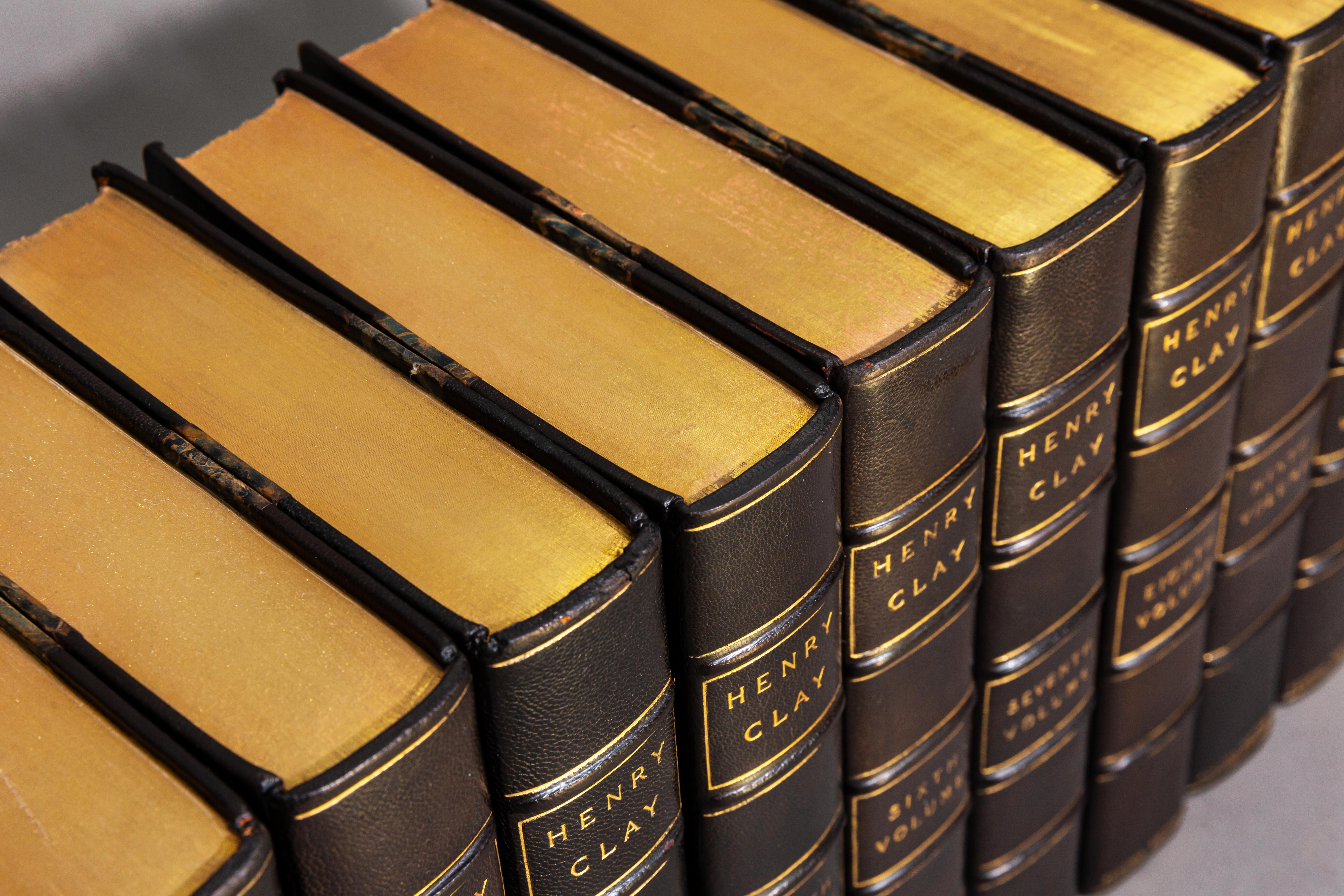 Edited by Calvin Colton and A History of Tariff Legislation (1812-1896) by William McKinley.

Bound in 3/4 black Morocco, marbled boards, top edges gilt, raised bands, gilt panels.
Frontispieces. “Connoisseur’s Federal Edition” limited to 400