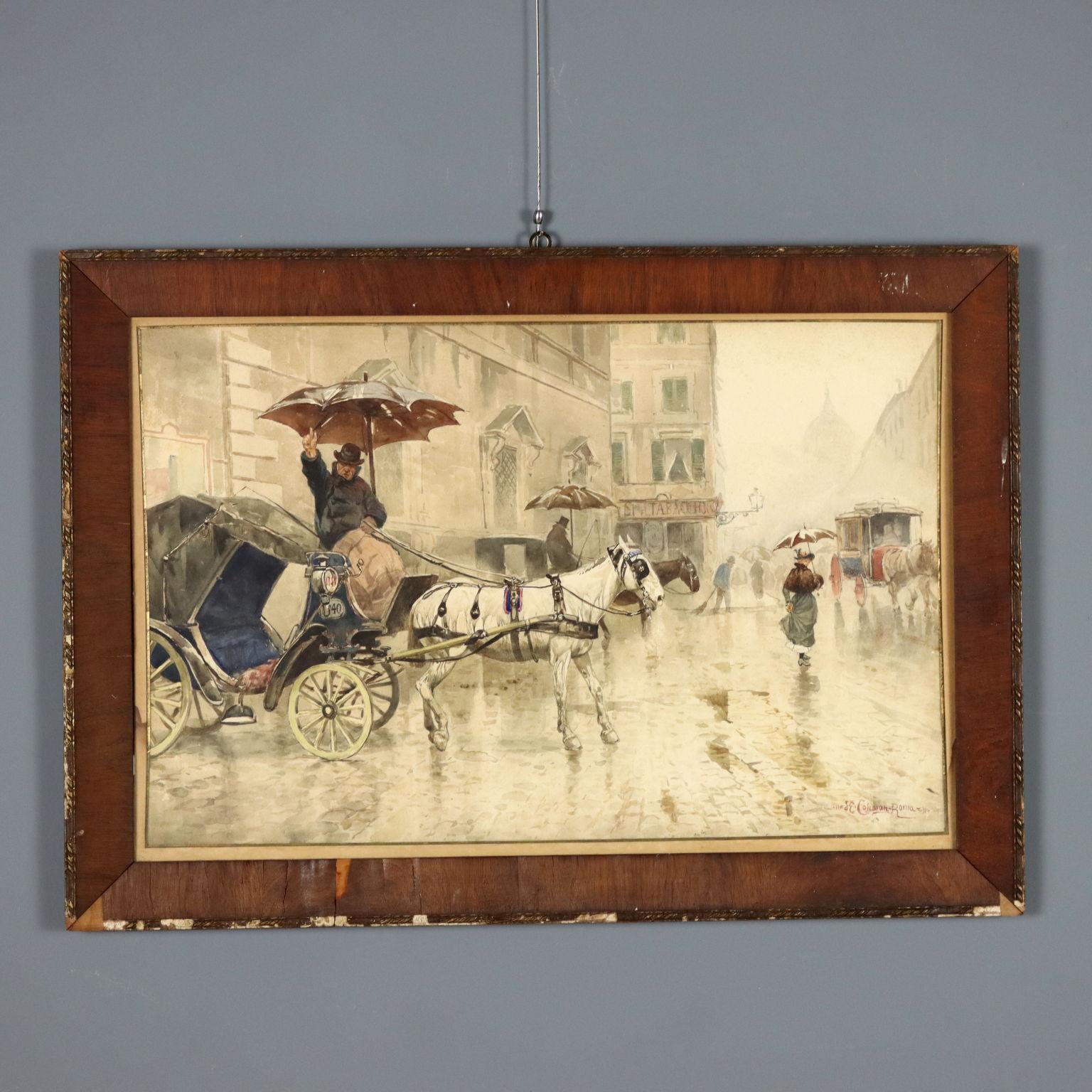 Henry Coleman Landscape Painting - Street of Rome 19th century