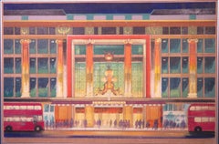 Original large WONDERFUL Impressionist oil painting of SELFRIDGES LONDON 1981