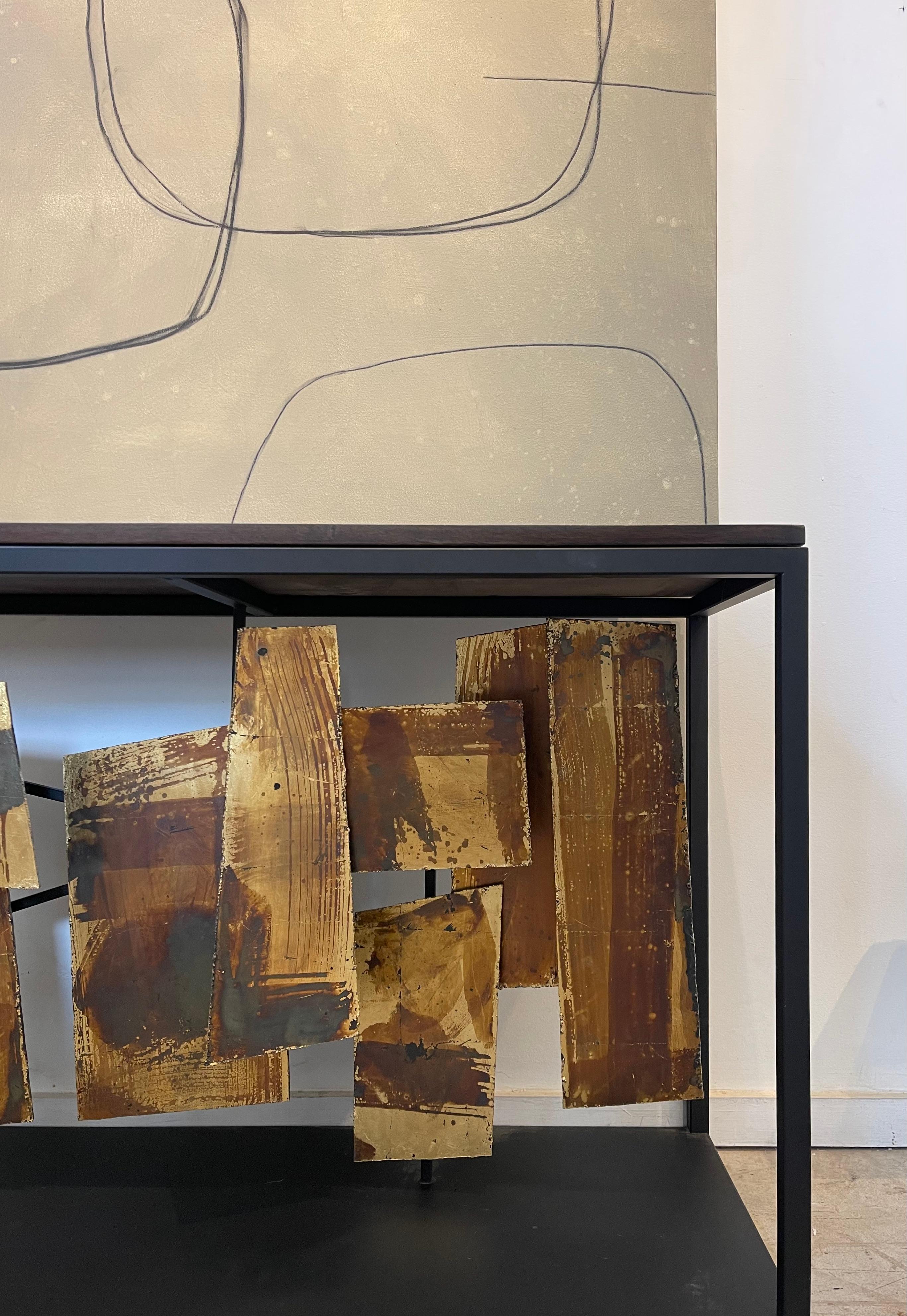 Henry Console by Morgan Clayhall: Sculptural Steel with Gold Leaf, Customizable In New Condition For Sale In Toronto, CA