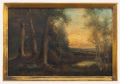 Henry Cooper (1859-1934) – Ölgemälde, Wald bei Sonnenuntergang, 19. Jahrhundert