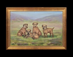 Circa 1910 English Dog Portrait of Border Terrier Dogs
