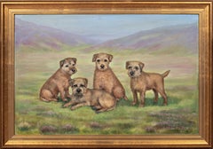 Circa 1910 English Dog Portrait of Border Terrier Dogs