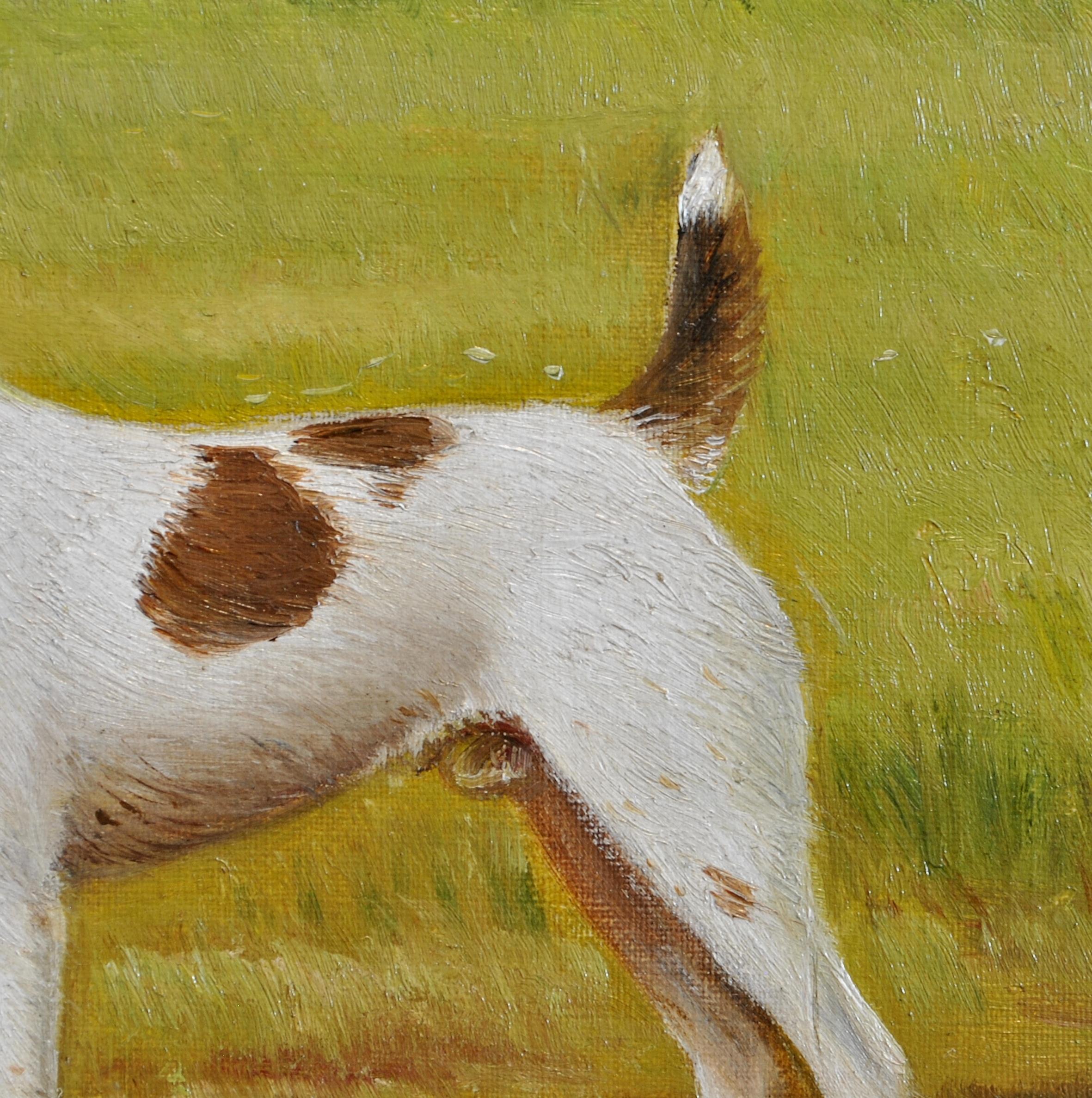 Dormie Dandy - Portrait of a Smooth Fox Terrier Antique Dog Oil Painting 1
