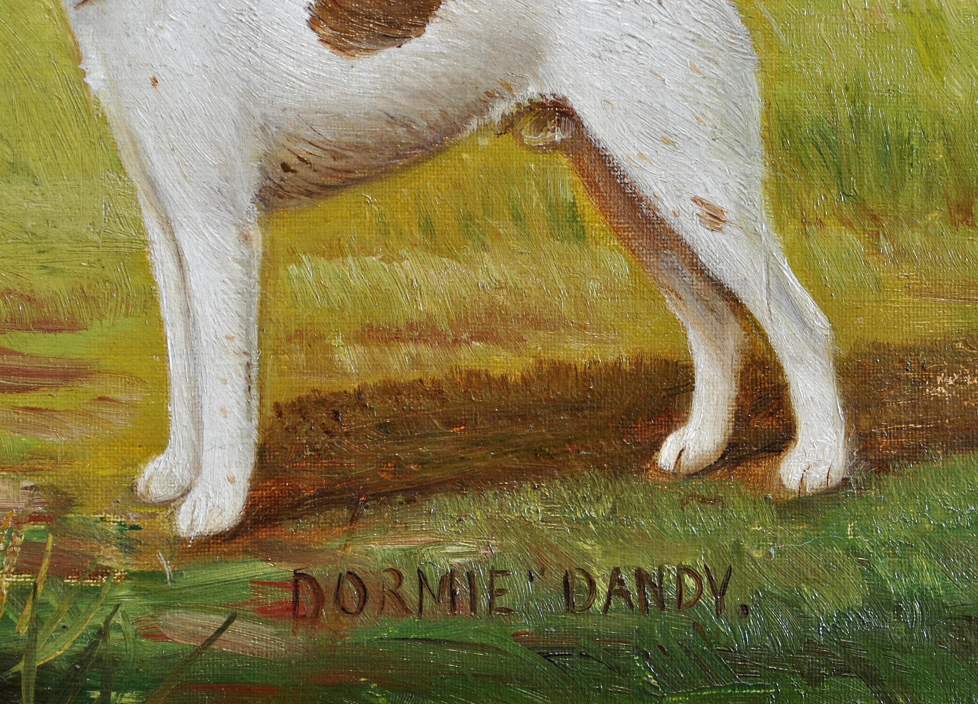 Dormie Dandy - Portrait of a Smooth Fox Terrier Antique Dog Oil Painting 3