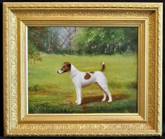 Dormie Dandy - Portrait of a Smooth Fox Terrier Antique Dog Oil Painting