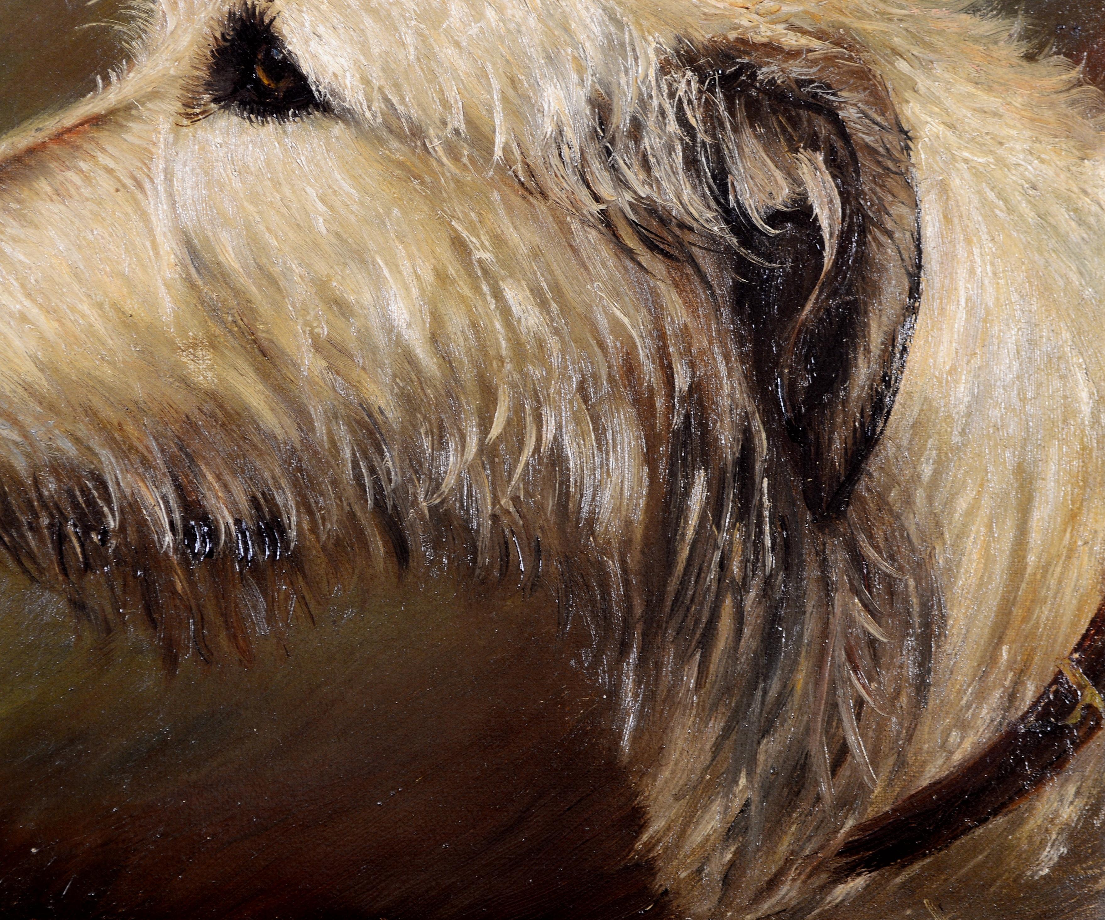 Irish Wolfhound - Early 20th Century Dog Portrait Antique Oil on Canvas Painting For Sale 2