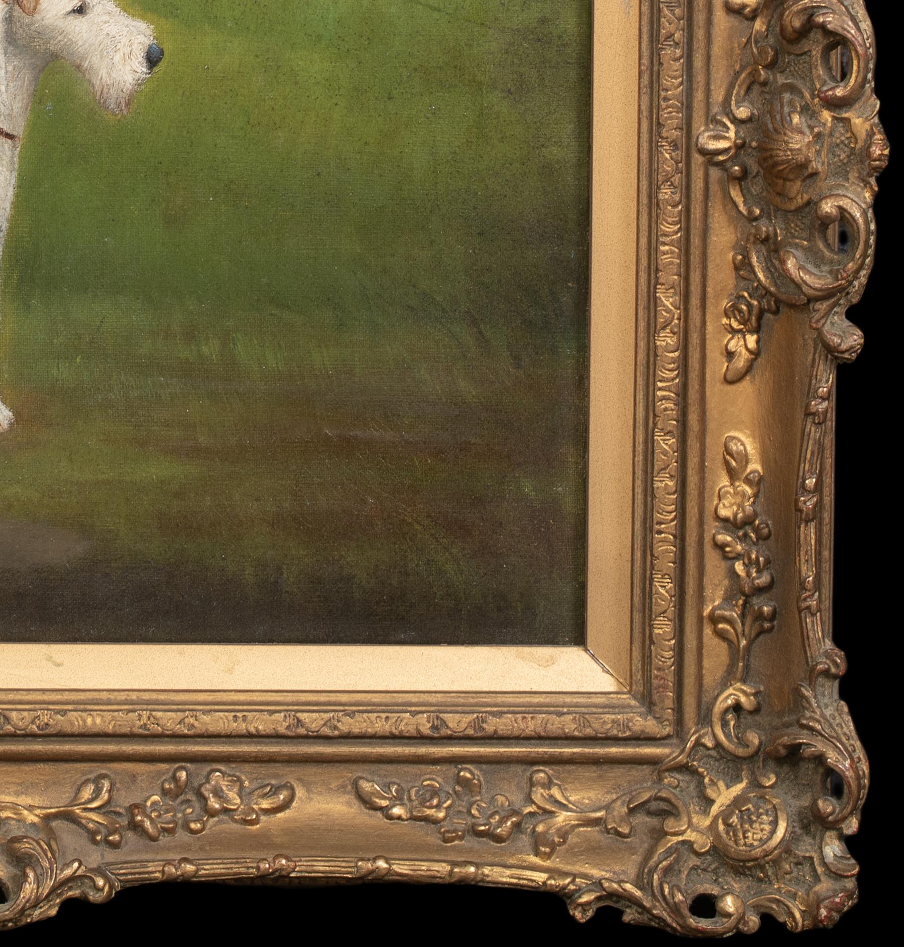 Porträt eines Drahthaar-Foxterriers, um 1935

von Henry CROWTHER 

CIRCA 1935 Englisches Porträt eines Drahthaar-Foxterriers, Öl auf Leinwand von Henry Crowther. Ausgezeichnete Qualität und Zustand Seitenprofil Studie der Rasse, von seinem Besitzer