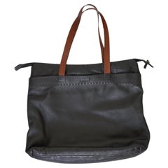 Retro Henry Cuir Black Leather Tote Bag 