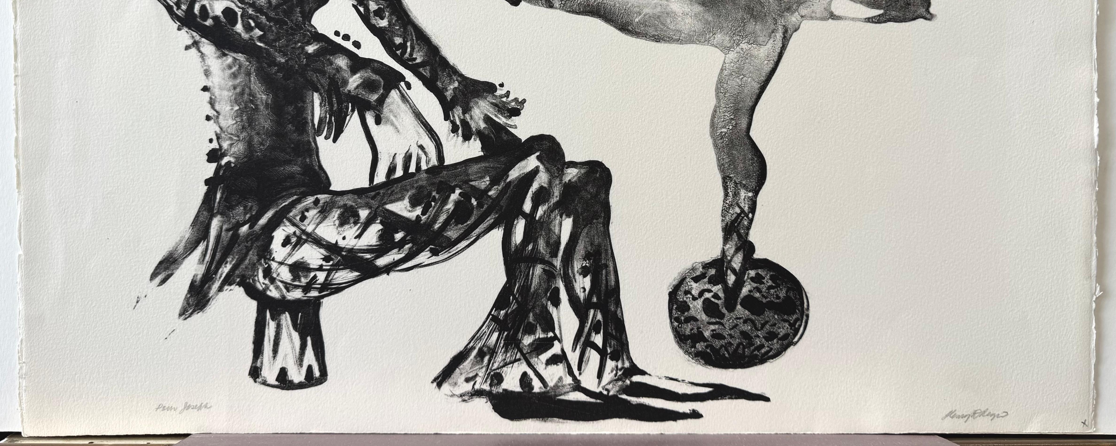 COMÉDIE ITALIENNE is an original stone lithograph by the American artist Henry D. Regis. COMÉDIE ITALIENNE was hand printed from a hand drawn lithography stone  in black ink on archival printmaking paper, 100% acid free. COMÉDIE ITALIENNE is a