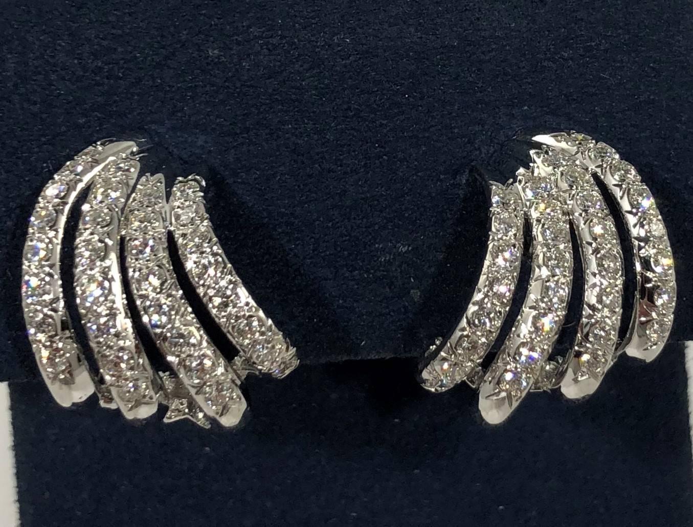 Henry Dankner & Sons 18 Karat White Gold and Diamond Climber Earrings In New Condition In Mansfield, OH